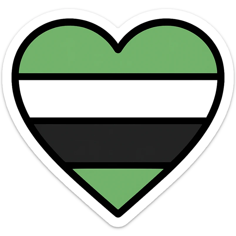 heart with bold and clear green, black, and white stripes sticker