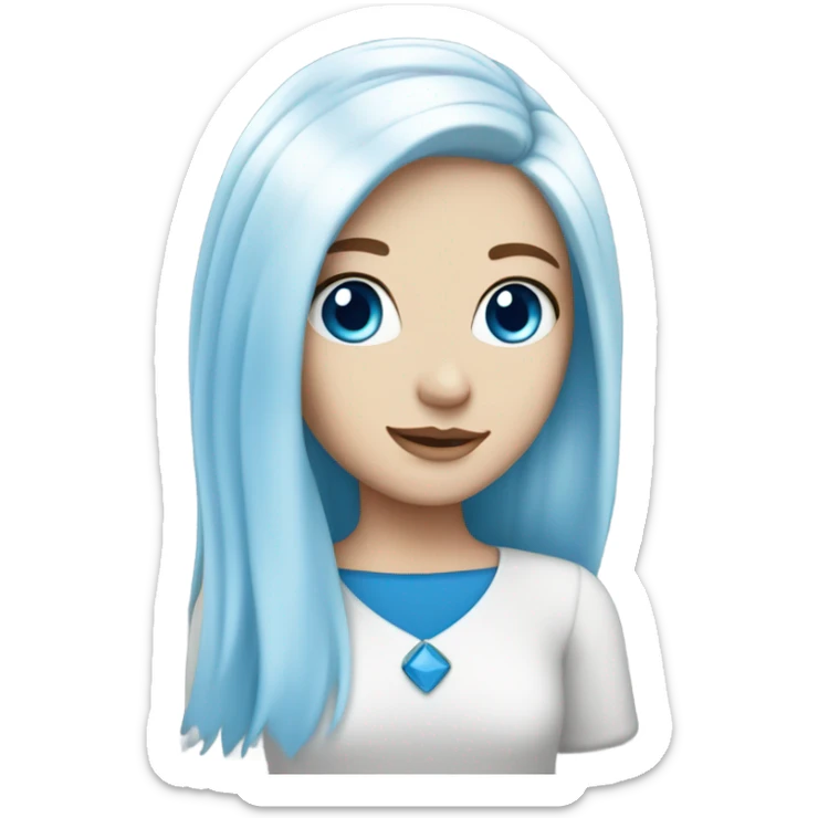 White & blue hair, blue eyes, white girl sticker