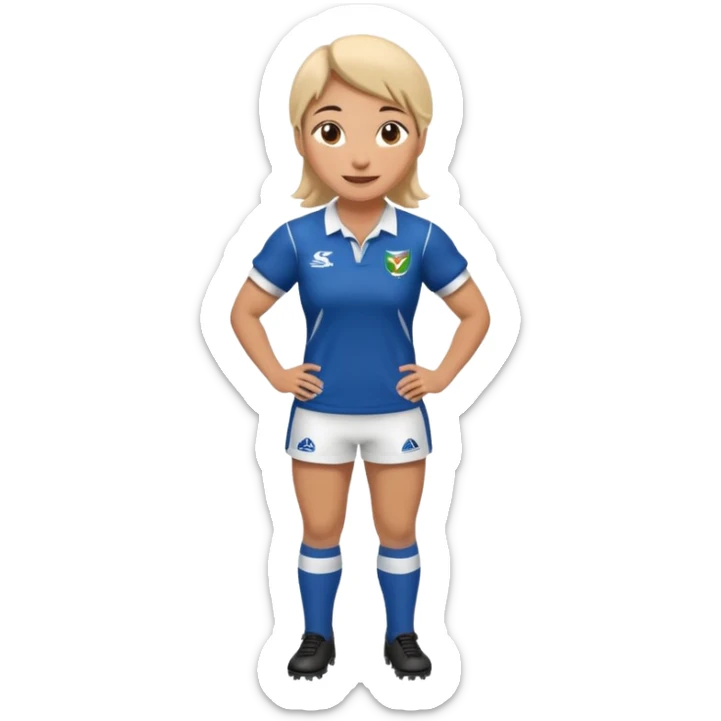 Disfraz de jugadora de rugby de cuerpo entero femenino y feliz sticker