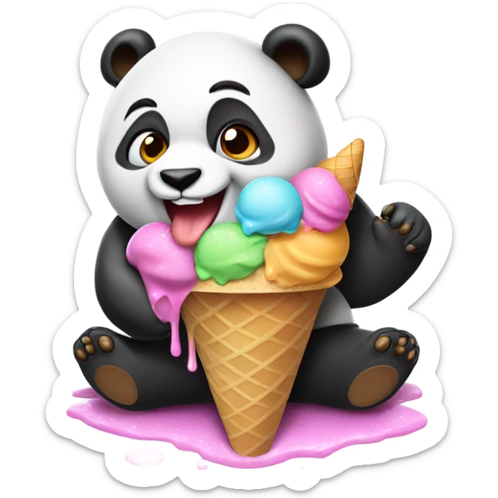 Panda eating ice cream sticker
