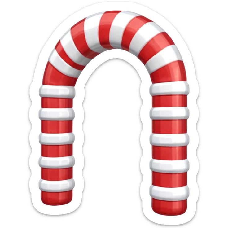 3D render of Candy Cane Arch, made entirely of dessert materials, glistening sugar crystal texture, glossy red and white striped hard candy, delicious confectionery aesthetic, Apple emoji style, isolated on white background --v 6.0. sticker