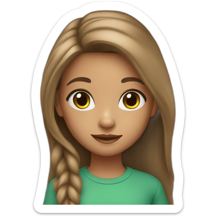 7 year old girl with brown long open hair light brown skin green eyes sticker