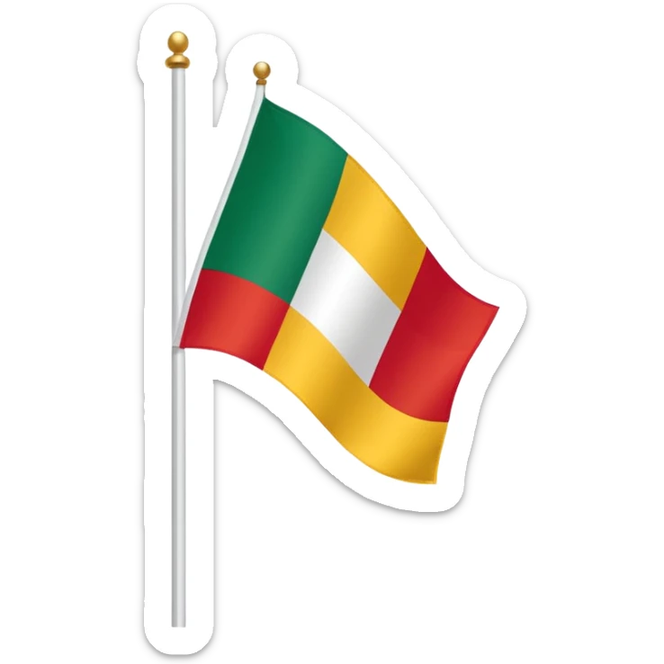 Red, white, and golden yellow tricolour flag inspired by the flag of Italy sticker