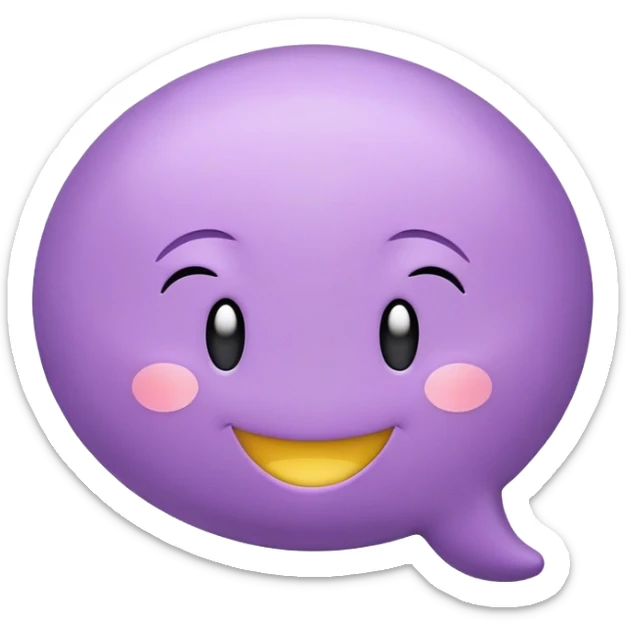 Tengo un app de salud mental. El logo es una burbuja de chat y tiene un color violeta con una carita sonriente como esta :) este es el color #543D99 sticker