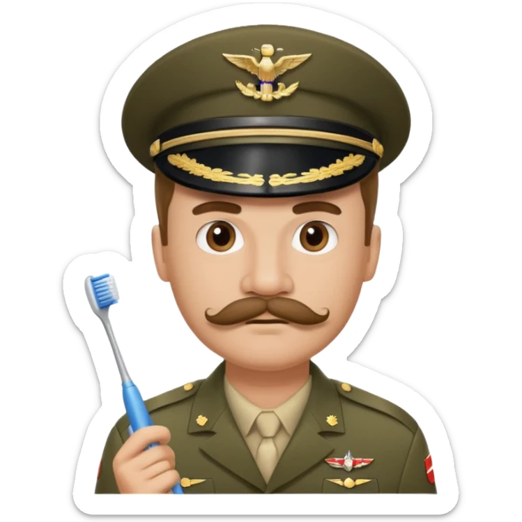 Hitler emoji in military dress and toothbrush mustache  sticker