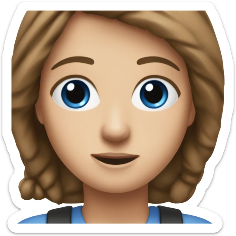 Create a female PE teacher emoji. She MUST have blue eyes. Brown hair. And a whistle around her neck. sticker