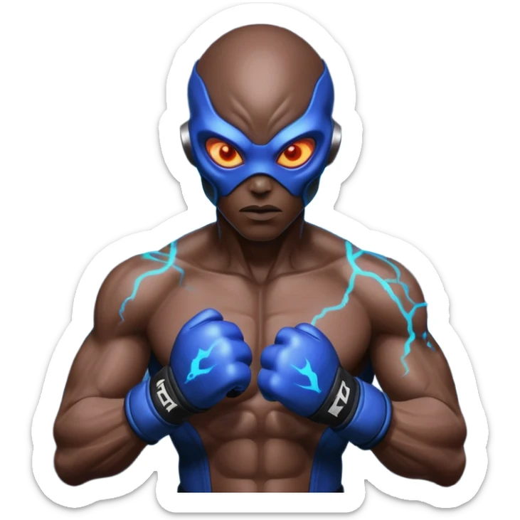 energy alien MMA fighter portrait, head and shoulders only, glowing veins, crackling aura, futuristic fight gloves, intense glowing eyes, 3D cartoon, mobile game icon style, clean background, no text, no watermark
 sticker