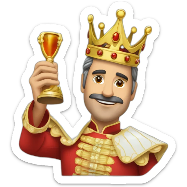 El rey juancarlos siendo el rey de copas en la baraja española sticker