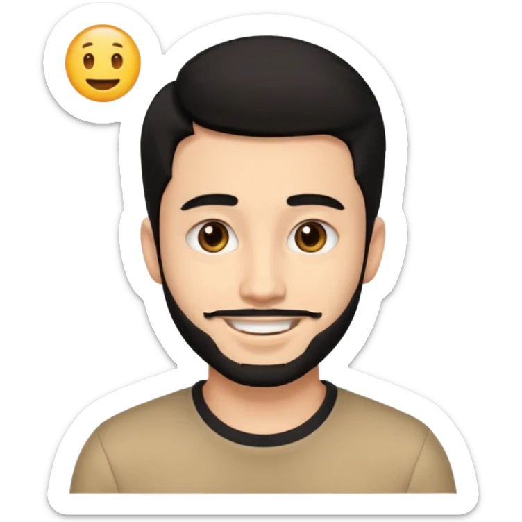 ein junge 20 jahre bisschen bart nur unten wenig und schwarze haare braune augen ein emoji boy  sticker