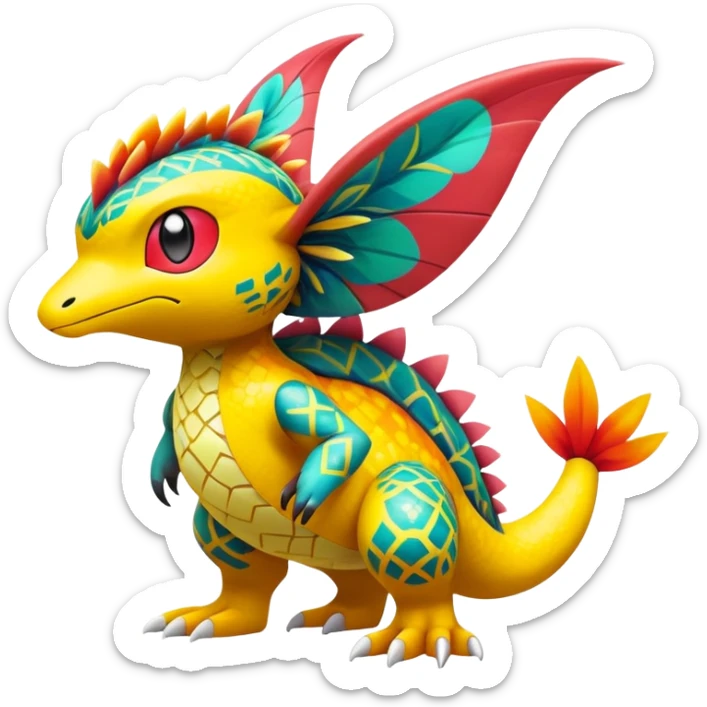 Colorful Exotic Tropical Pokémon-Fakémon-hybrid-creature (full body) sticker