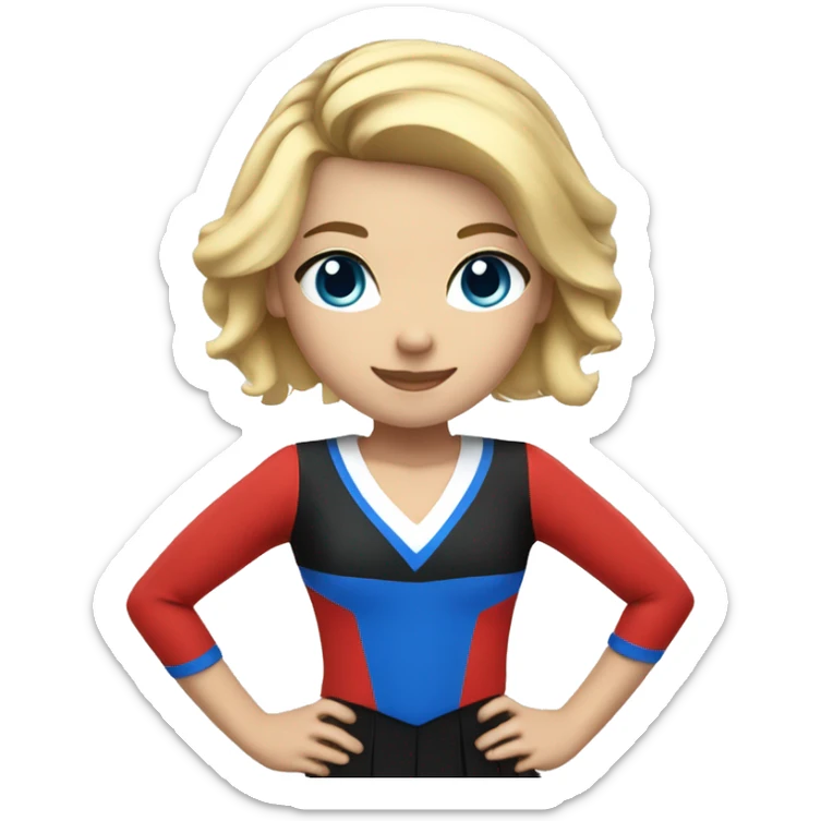 girl wearing red and black uniform American with blonde hair and blue eyes doing cheerleading  sticker
