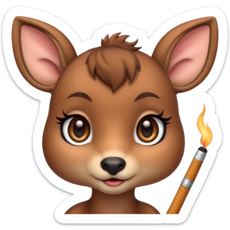Cute female deer with cigarette with a bow bigger eyes bigger eyeliner and eyelash sticker