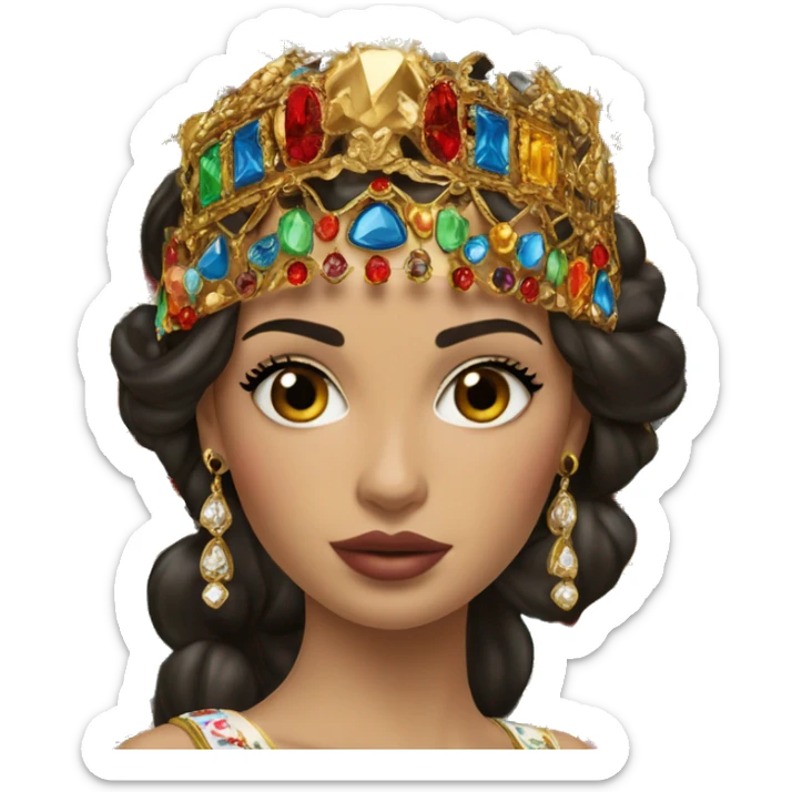 Dolce and Gabbana Italian model with dark hair and headband with colourful ornament and golden detais  sticker