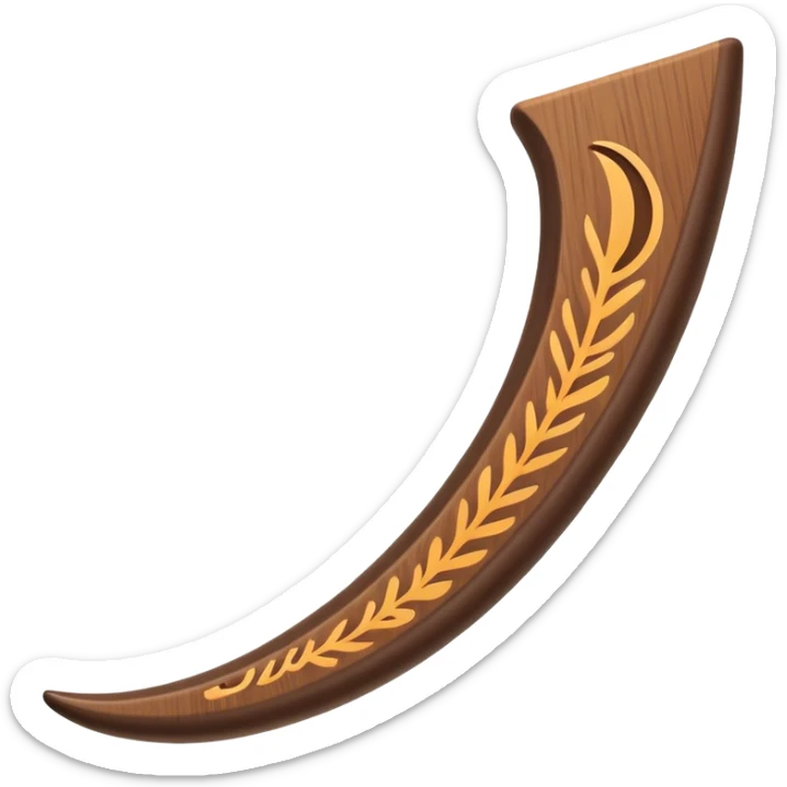 Cinematic Realistic Boomerang Emoji, depicted as a sleek, curved traditional Aboriginal tool rendered with detailed textures and a dynamic sense of motion, symbolizing cultural significance and natural craftsmanship under warm earthy lighting. sticker