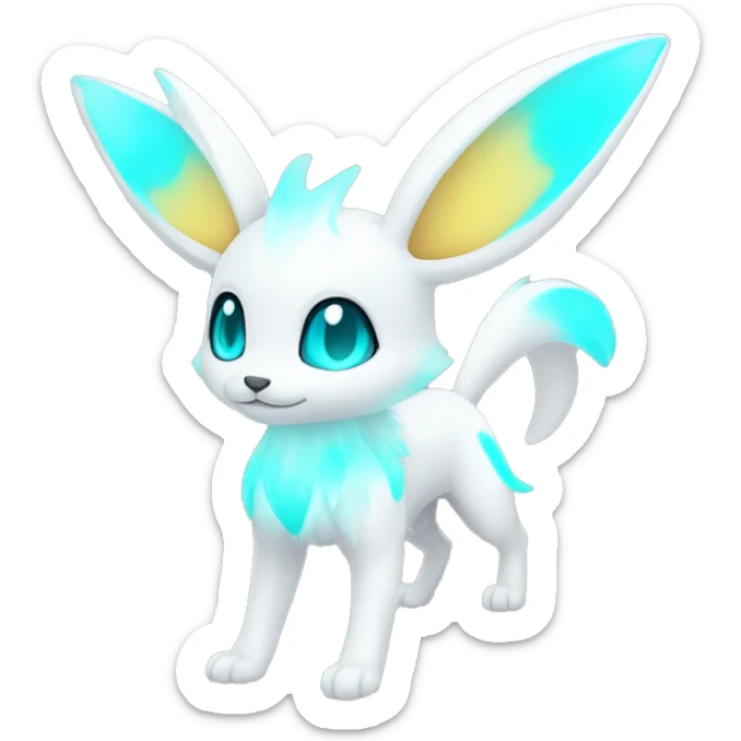 Shiny White Angelic Albino Umbreon with cyan eyes and cyan markings full body sticker