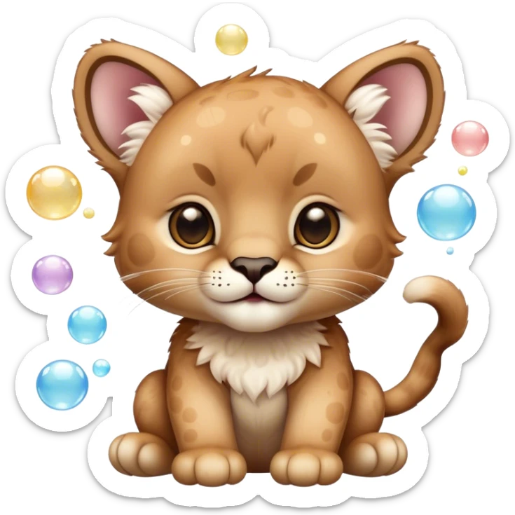 Jabon líquido espumita un zaspaso de limpieza, debe ser un puma bebé y tierno con espuma alrededor sticker