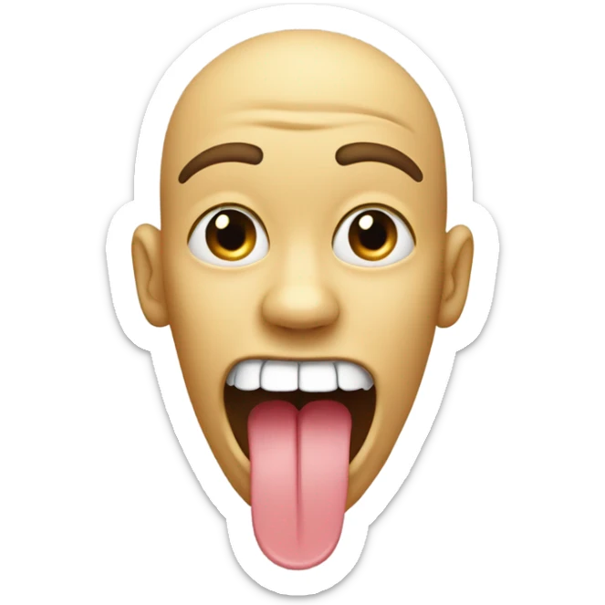 face with mouth open tip of the toungue touching top teeth with a finger curled in front of the mouth sticker