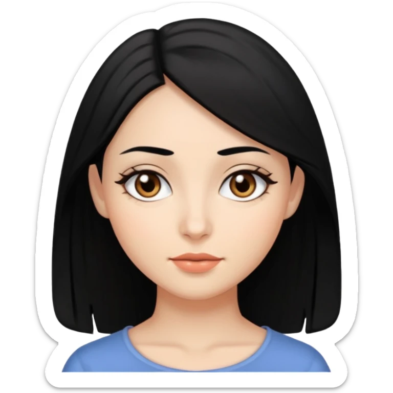 Woman with black hair, almond shape brown eyes sticker