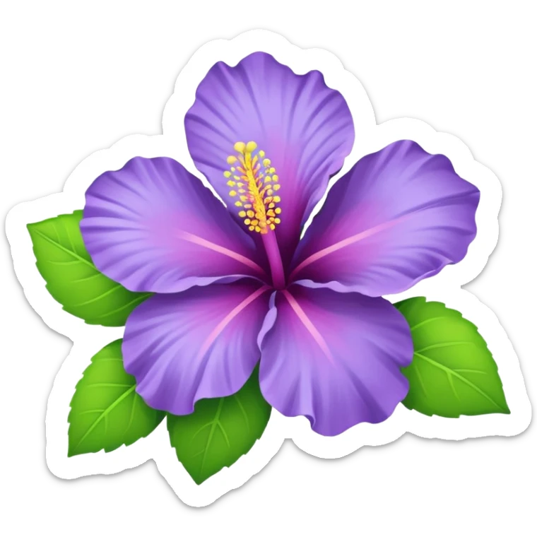 Change the lilac hibiscus flower to blue and lime green colors, keep the emoji style, with no background. sticker