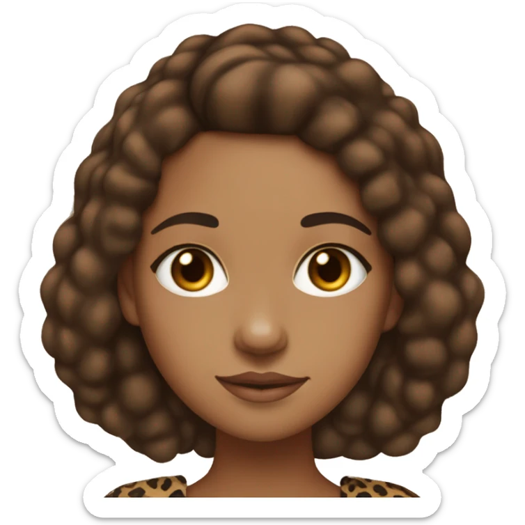 Lightskin black girl with cheetah print bow in her straight chestnut brown hair sticker