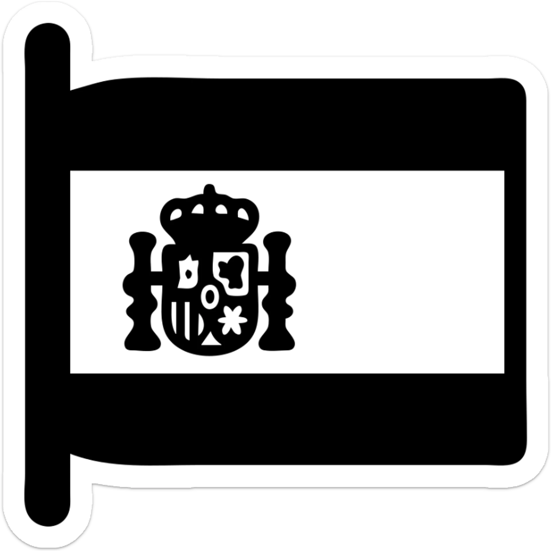 Spanish flag with red and yellow horizontal stripes and coat of arms sticker