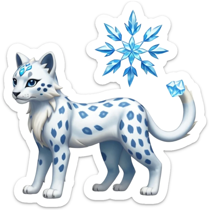 Frosty snowy icy snow-Leopard-Glaceon-Solgaleo-fusion-hybrid-creature (full body) sticker