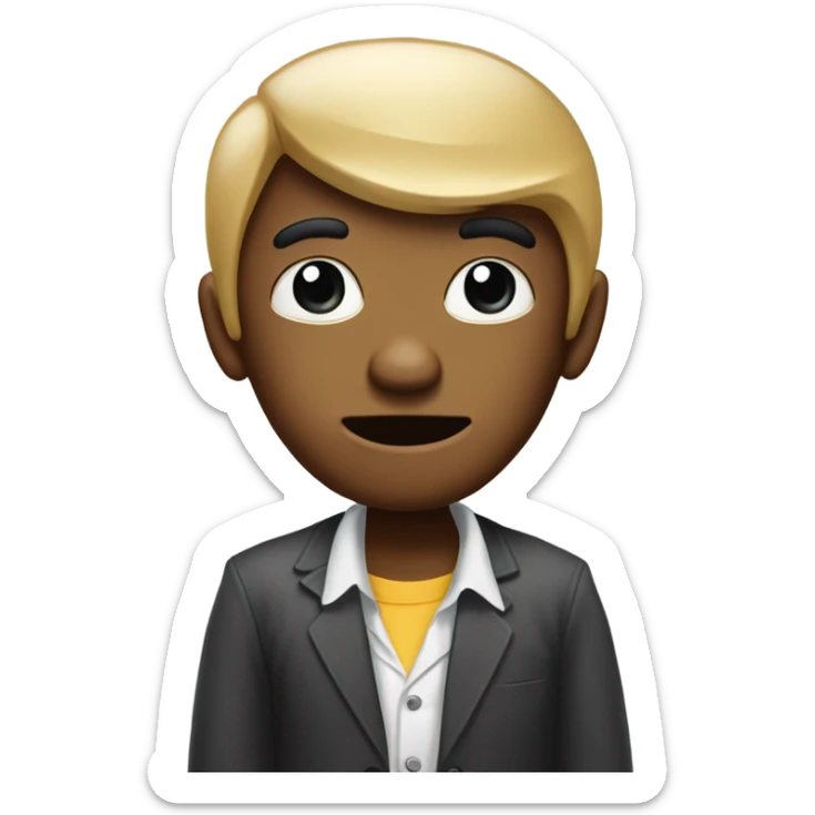 Create a emoji of a person involved in a telephone scam, conveying a sense of deception and manipulation, paying attention to details of facial expressions, clothing, and surroundings. sticker