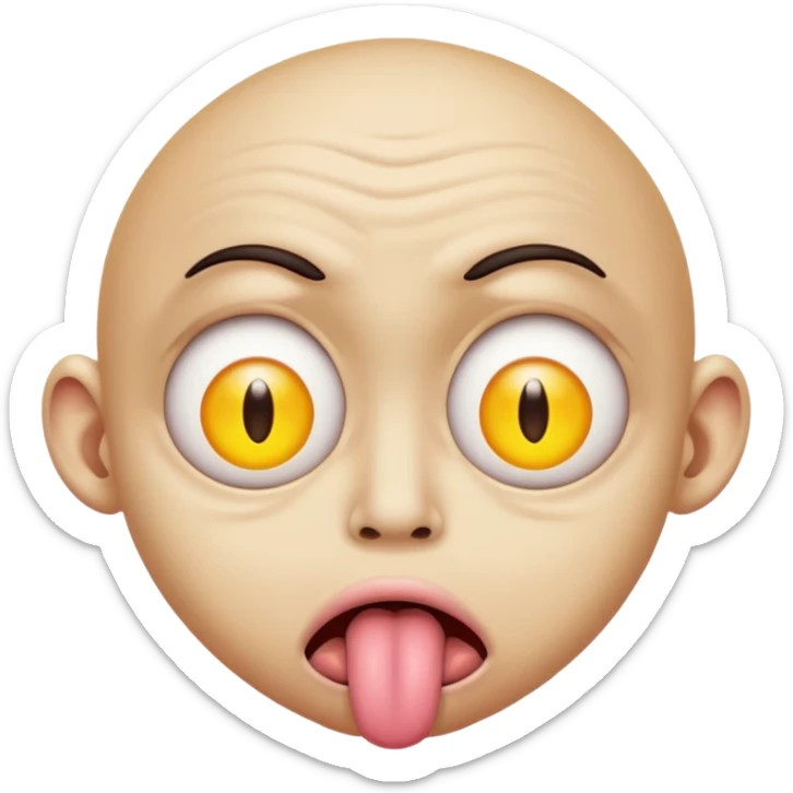 ugly pleading with eyes yellow emoticon🥺👀 emoji with tongue out sticker