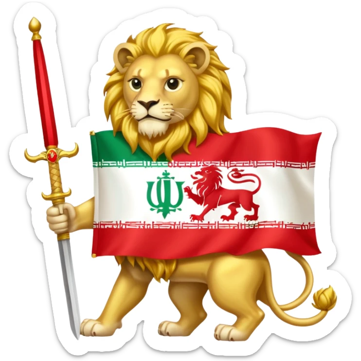 The flag of Iran, but instead of the word Allah, it has a lion. sticker
