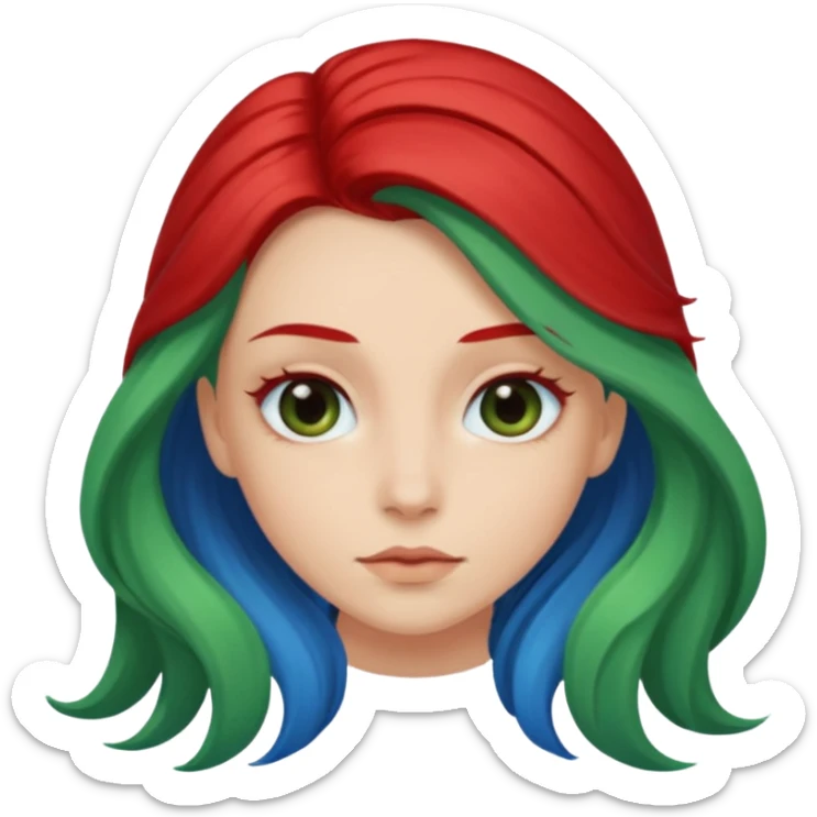 Like the first but her eye green  and blue and her hair red that brolong herwn  sticker