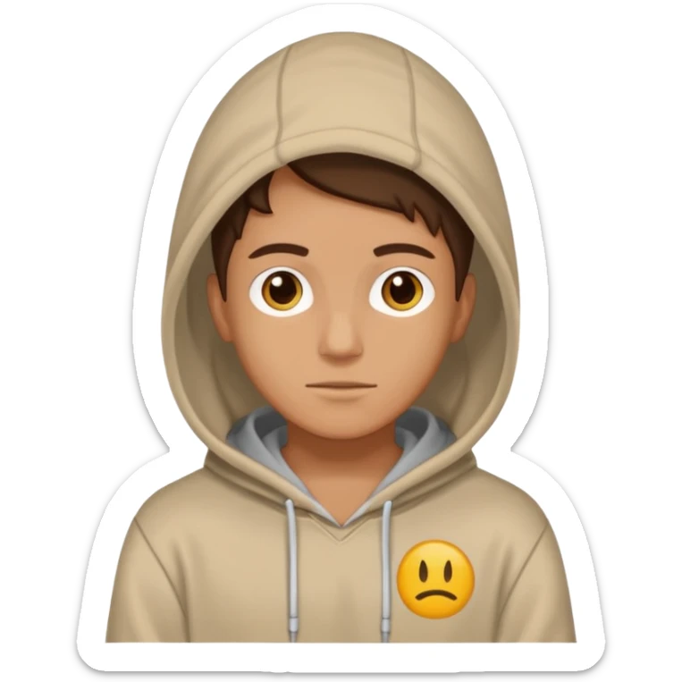 make image of white person, he is wearing hoodie with BST sign of it sticker