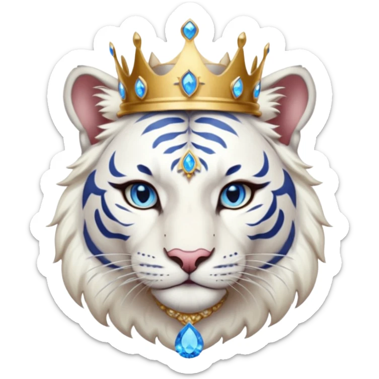 ESO Female white tiger khajiit leader of the umbral rose, blue eyes, blue 'third eye' gem, something symbolizing leadership ruling  sticker
