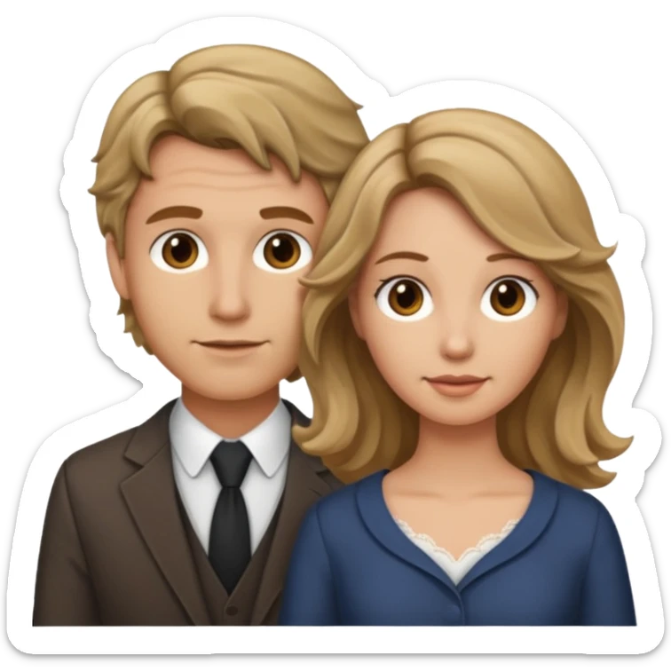 Married couple male dirty blonde hair and female brown wavy hair sticker