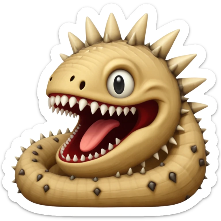 Sand worm from dune make the mouth a hole with long spiky teeth NO EYES and a body sticker