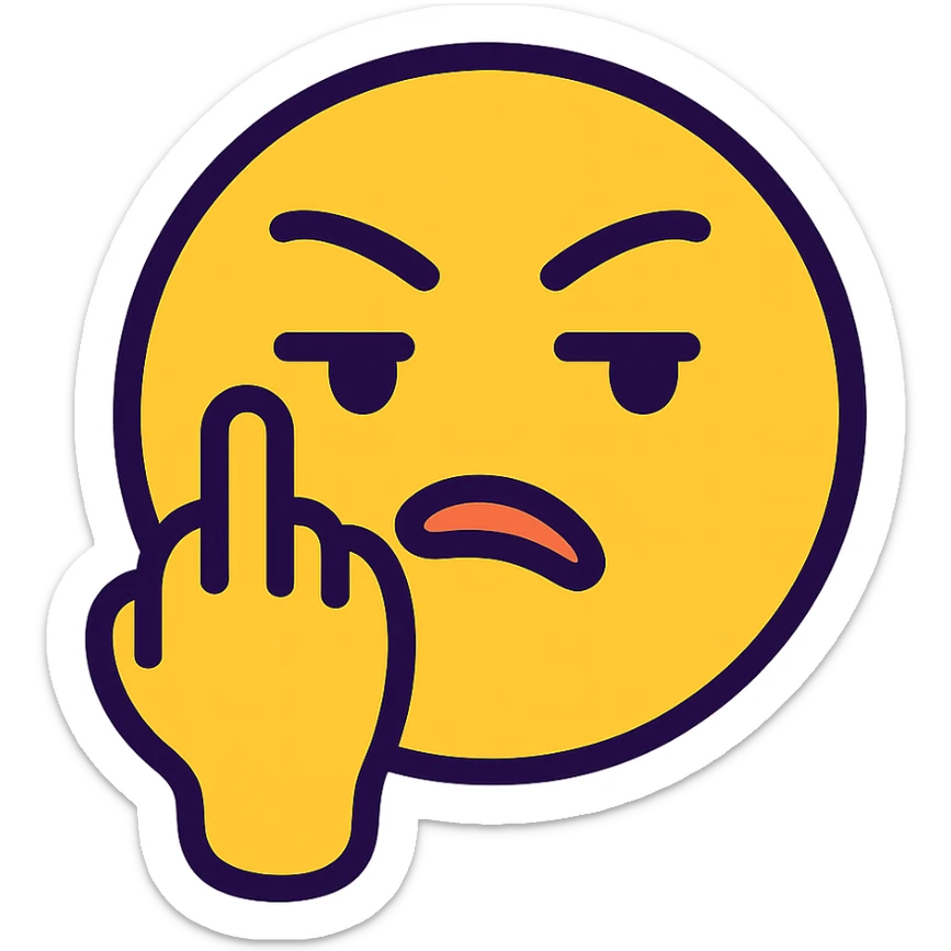 colorful, modern, and clear line art emoji representing the Turkish 'nah' expression with a hand gesture, slightly sarcastic and humorous sticker