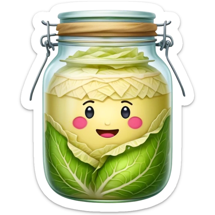 Sauerkraut Cinematic Realistic Sauerkraut Dish Emoji, depicted as tangy fermented cabbage neatly served in a traditional jar, rendered with vibrant textures and crisp, natural lighting. sticker