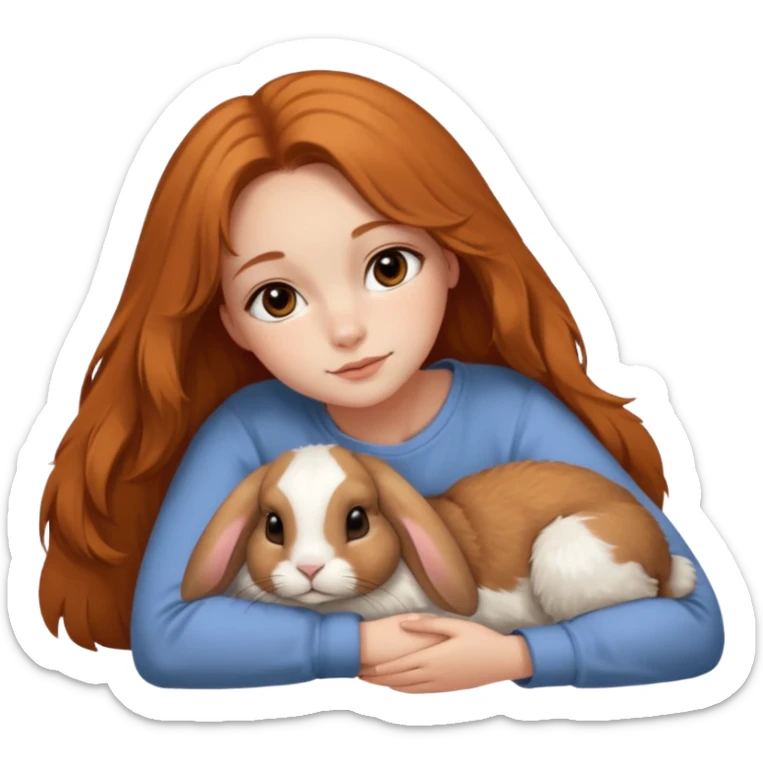 can she have brown eyes laying on the ground next to ginger holland lop sticker