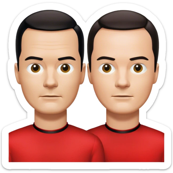 Kraftwerk in red shirts simial to the cover of The Model sticker
