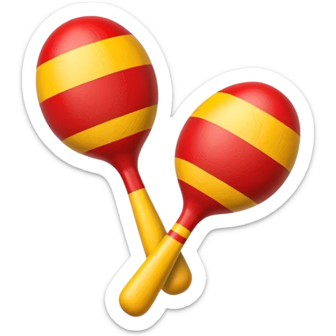 A pair of wooden maracas painted with bright red and yellow stripes.

 sticker