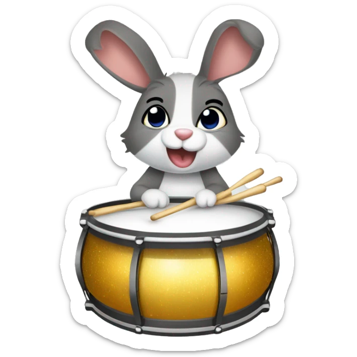 Ein Kaninchen das die Zunge rausstreckt im Cartoon Stil mit Glitzer drumrum sticker