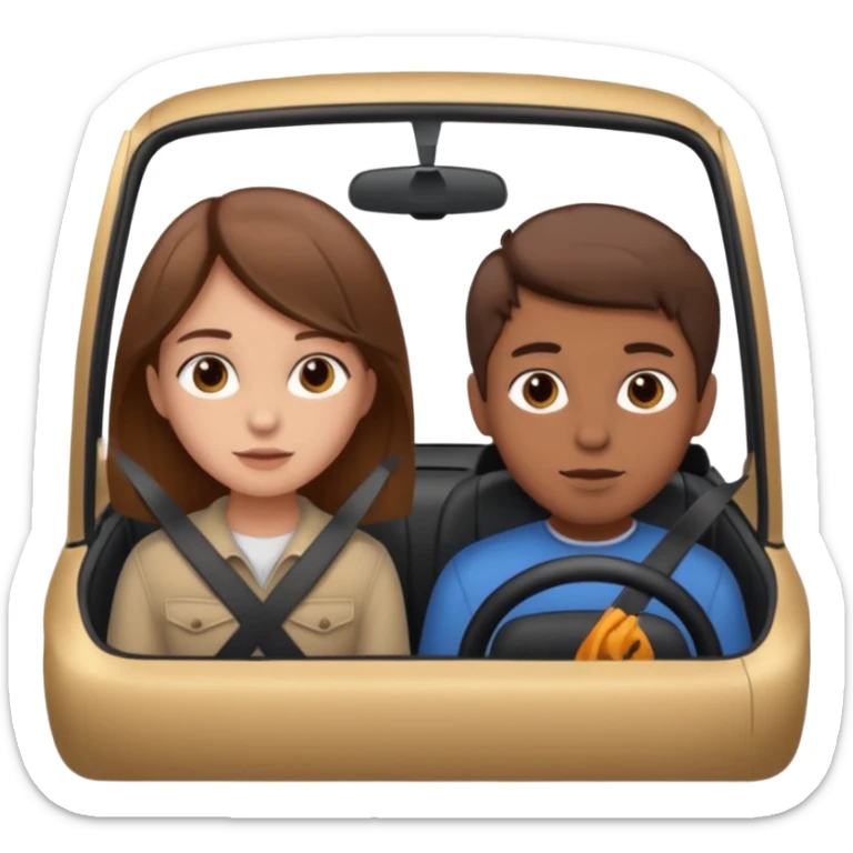 girl with brown hair and boy in car sticker