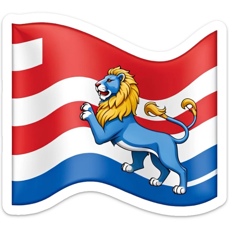 Flag of North Holland with red and blue stripes and white lions sticker