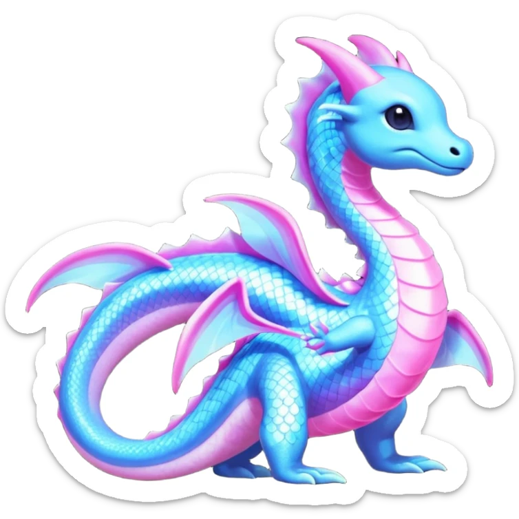 Shiny Sparkly Iridescent Bioluminescent Glowing Lumineon-Delcatty-Dragonair-Fakémon-hybrid-creature (full body)  sticker