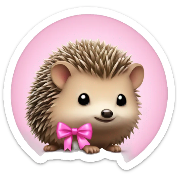 Hedgehog with a pink bow sticker