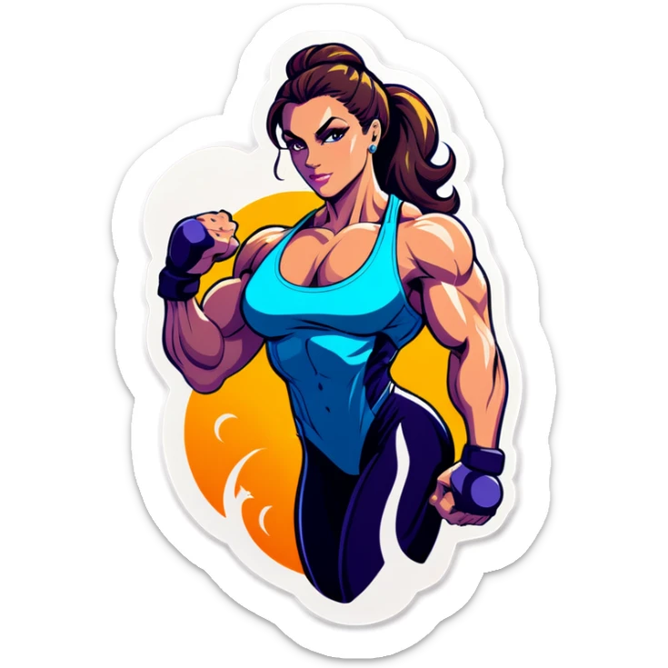 Woman bodybuilder sticker