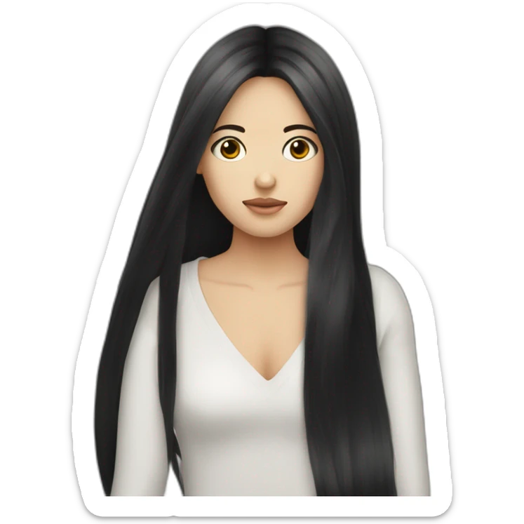 Long black hair looks tired black eyes une mèche au millieu de la tête écharpe blanche   sticker