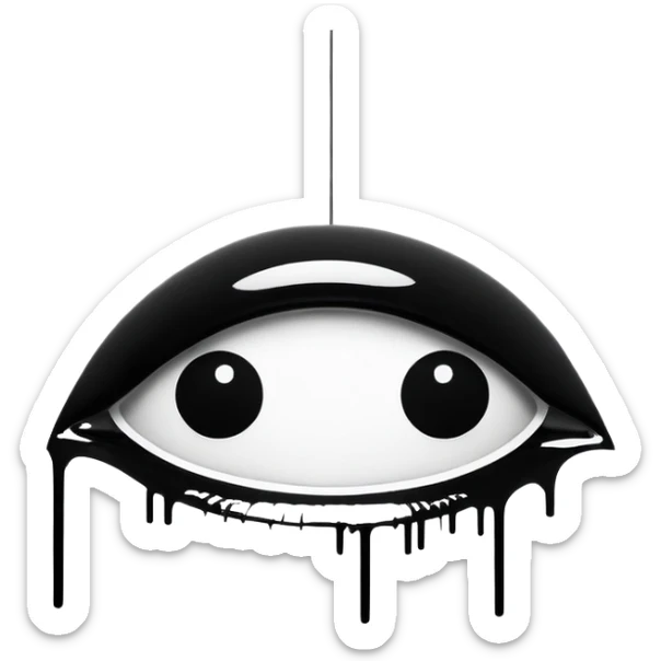 Un volto minimal e spigoloso, nero su sfondo trasparente. Gli occhi sono due X bianche, fredde e taglienti. La bocca è una linea spezzata, quasi come un glitch. Nessun sorriso, solo attitudine. Un simbolo urbano, silenzioso ma carico di rumore sticker