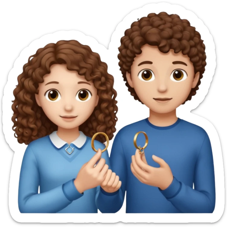 a 15 year old girl with brown curly hair but she has lightnings in it with a brown haired boy who gave her a promise ring sticker