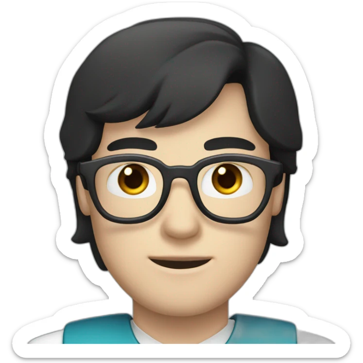 Medic man with black hair, pale skin, round glasses, blue eyes sticker