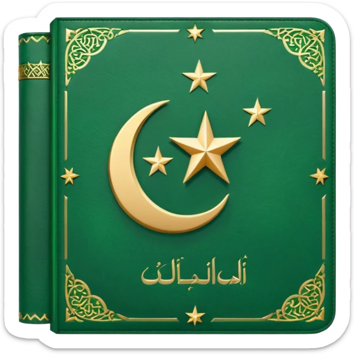 Closed Quran with the Islamic Symbol on it (moon and star) green sticker